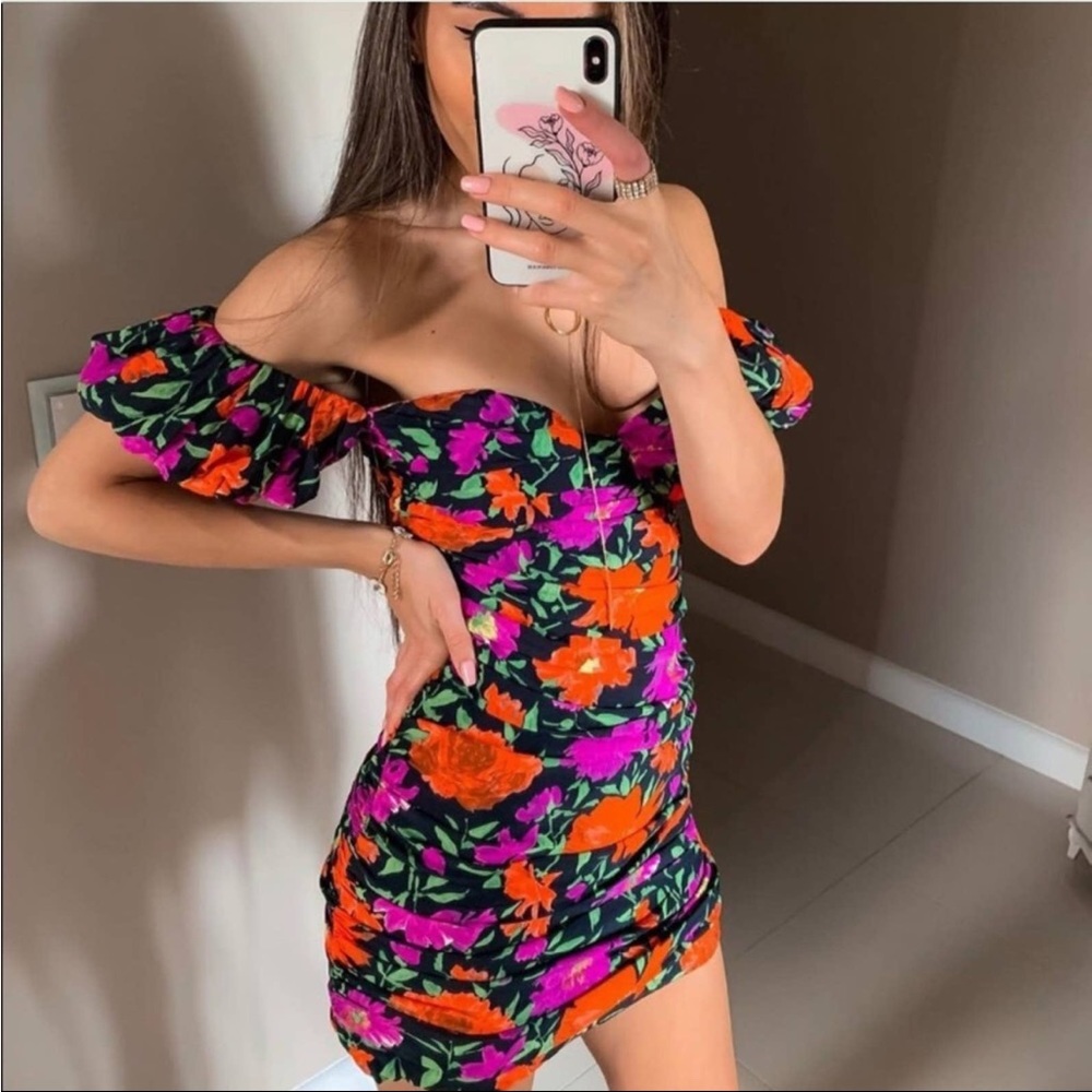 ZARA puff sleeve mini dress Small NEW
